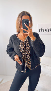 TEDDY Jacke zum schnüren, Leo Akzente / schwarz Art. 12578