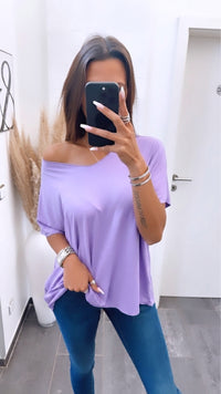 T-shirt Oberteil mit V-Ausschnitt / flieder Art. 9793