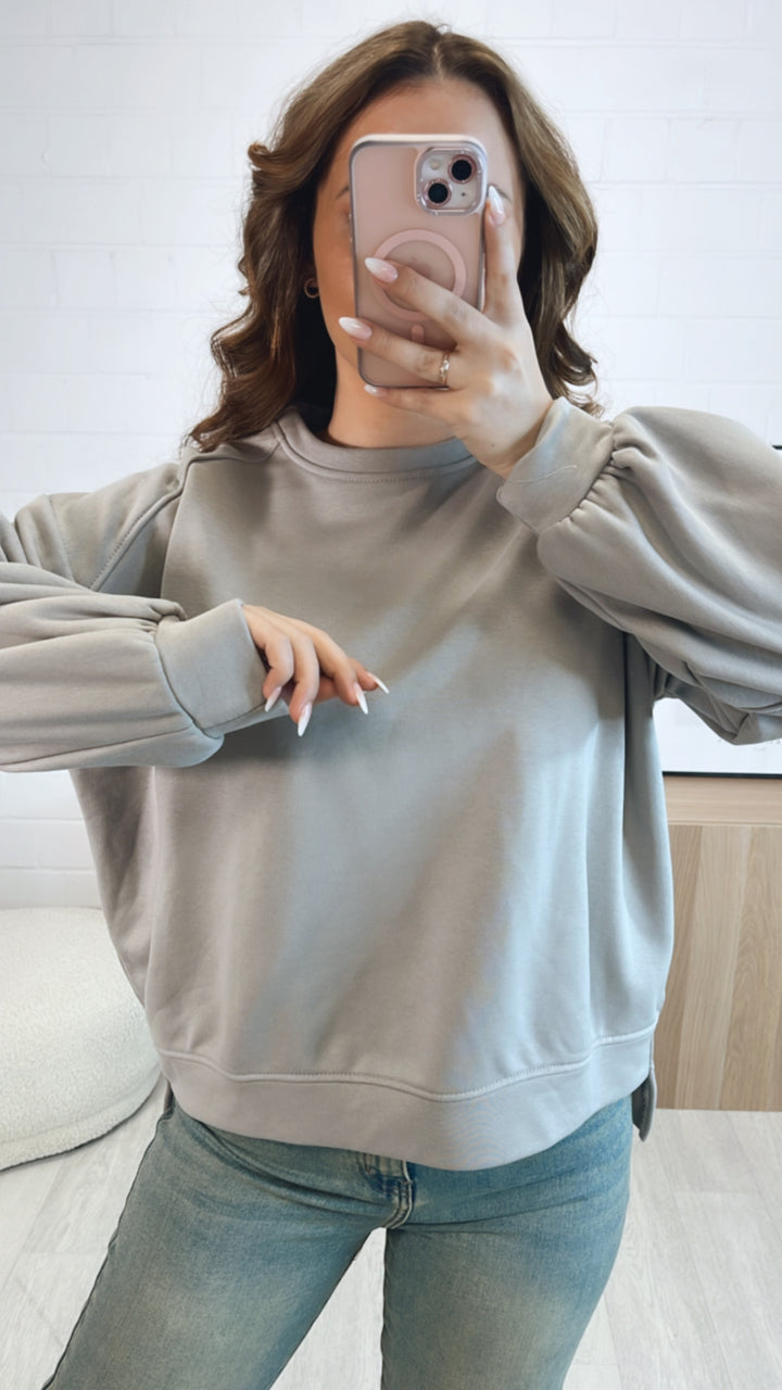 Sweater mit Ziernaht / grau - taupe Art. 9410
