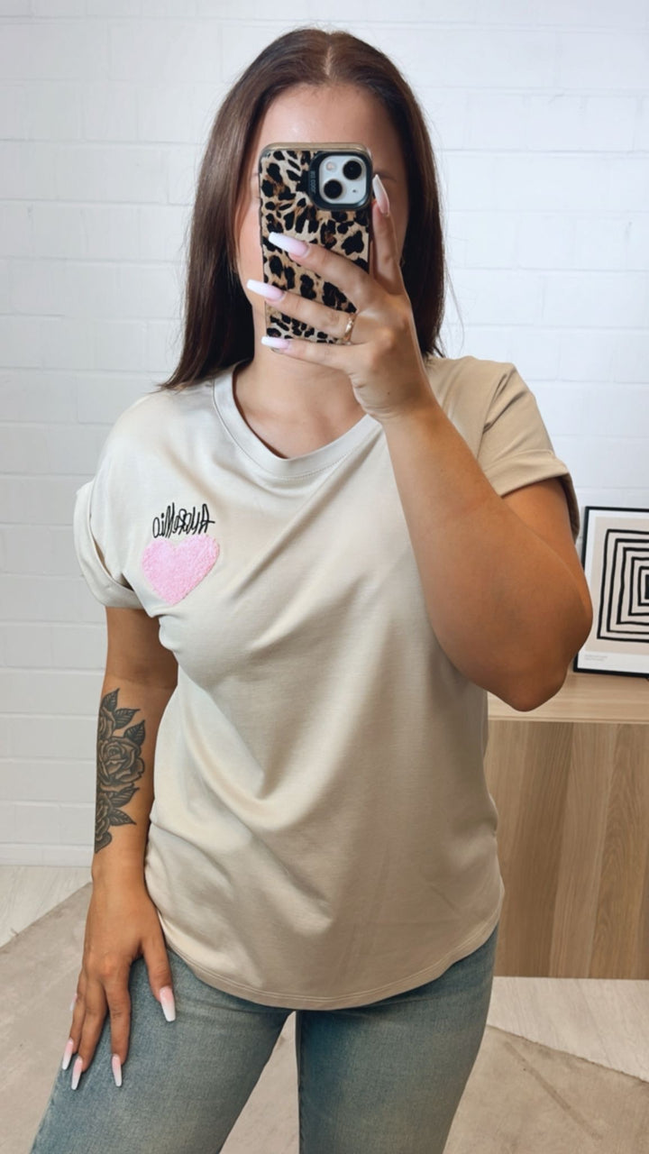 T-Shirt "AmoreMio" / beige Art.12277