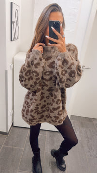 LEO Oversize Kuschel - Pullover / braun meliert - schoko braun Art. 12694