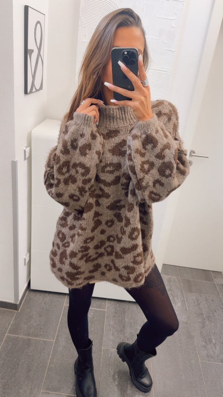 LEO Oversize Kuschel - Pullover / braun meliert - schoko braun Art. 12694