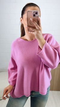 weiter, weicher Pullover, 3/4 - Ärmel / helle beere Art. 9801