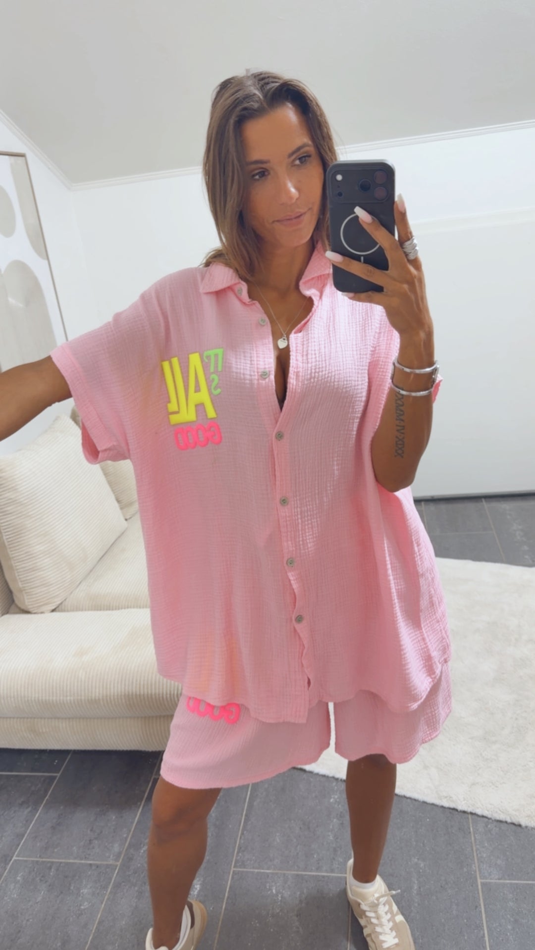 MUSSELIN Kurzarm Bluse " It´s all good " / soft pink Art. 15764