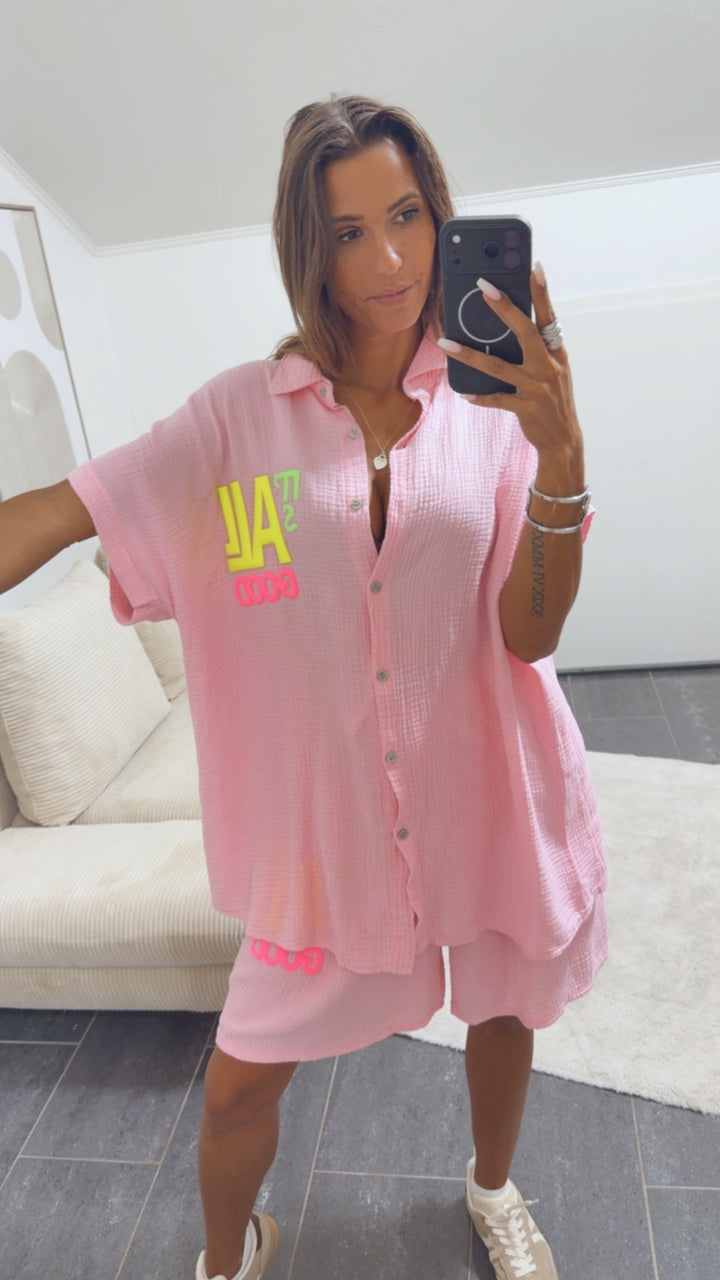 MUSSELIN Kurzarm Bluse " It´s all good " / soft pink Art. 15764