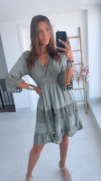 MIDI Boho -Style Kleid / khaki Art. 4776