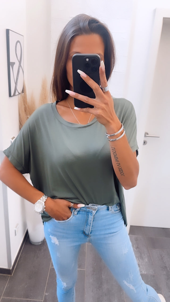 Vokuhila Long Shirt/ khaki Art. 1500