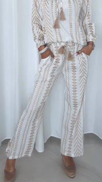 PREMIUM Summer Vibe Hose / weiss - beige Art. 14602