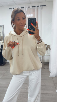 Hoodie mit Ballonsaum / creme beige Art. 16165