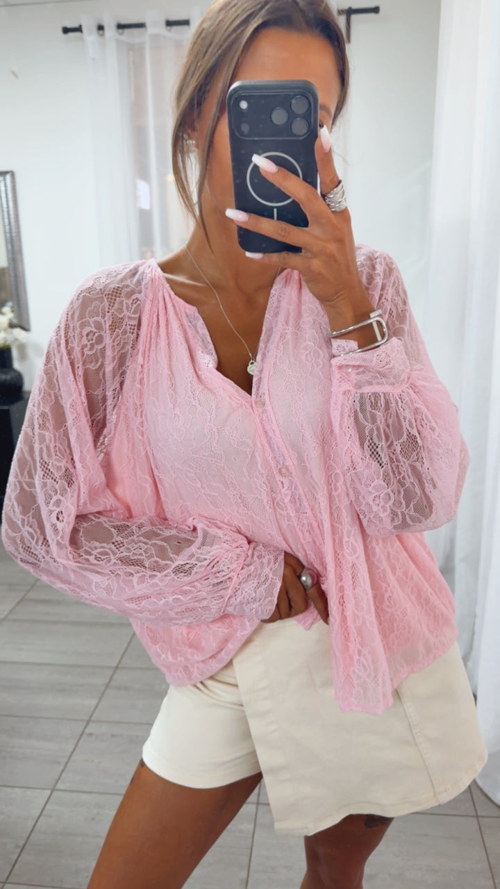 Spitzen Bluse " soft Romance " / soft pink Art. 15527