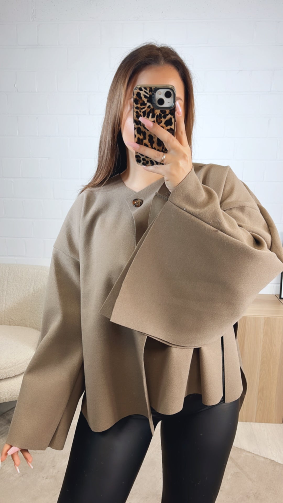 ausgefallene, stylische Übergangs Jacke / taupe Art. 12748