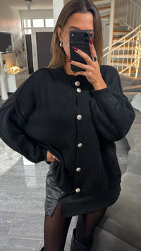 leichter Strick Cardigan mit goldenen Knöpfen / schwarz Art. 16567
