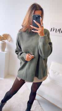 wollfreier Oversize Pullover / khaki Art. 12897