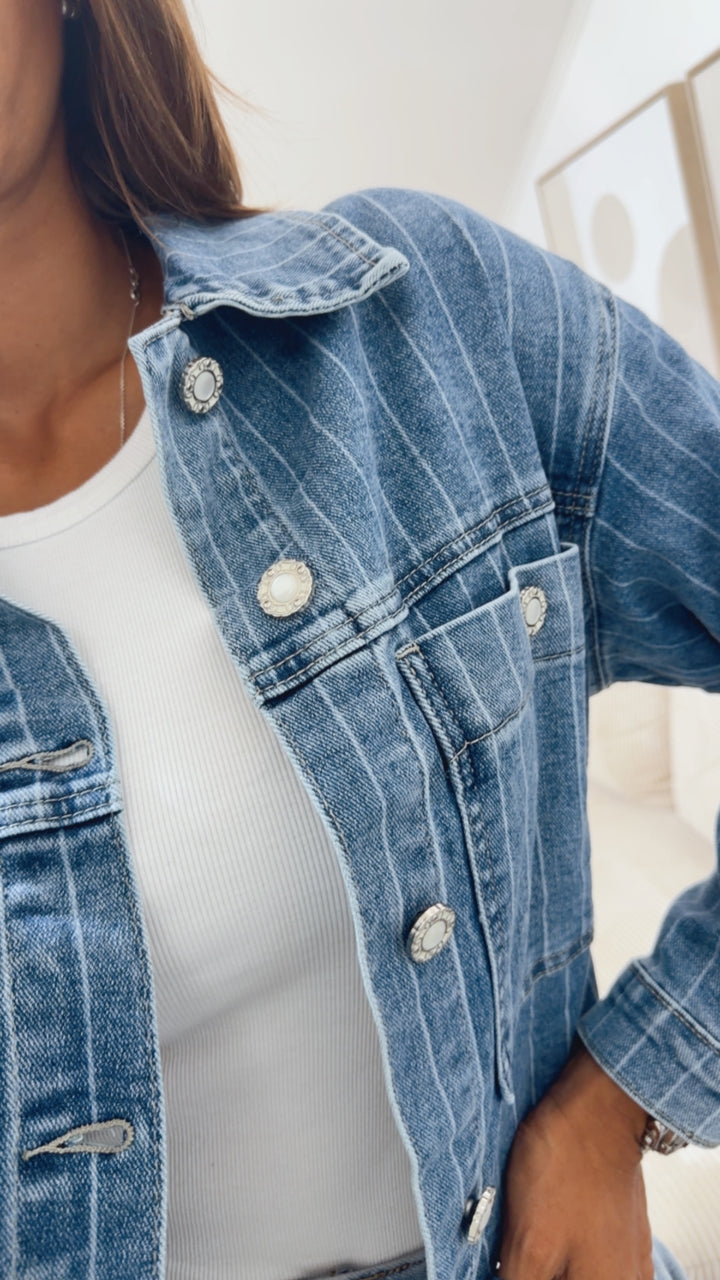 NADELSTREIFEN Denim Jacke / denim blau Art. 15353
