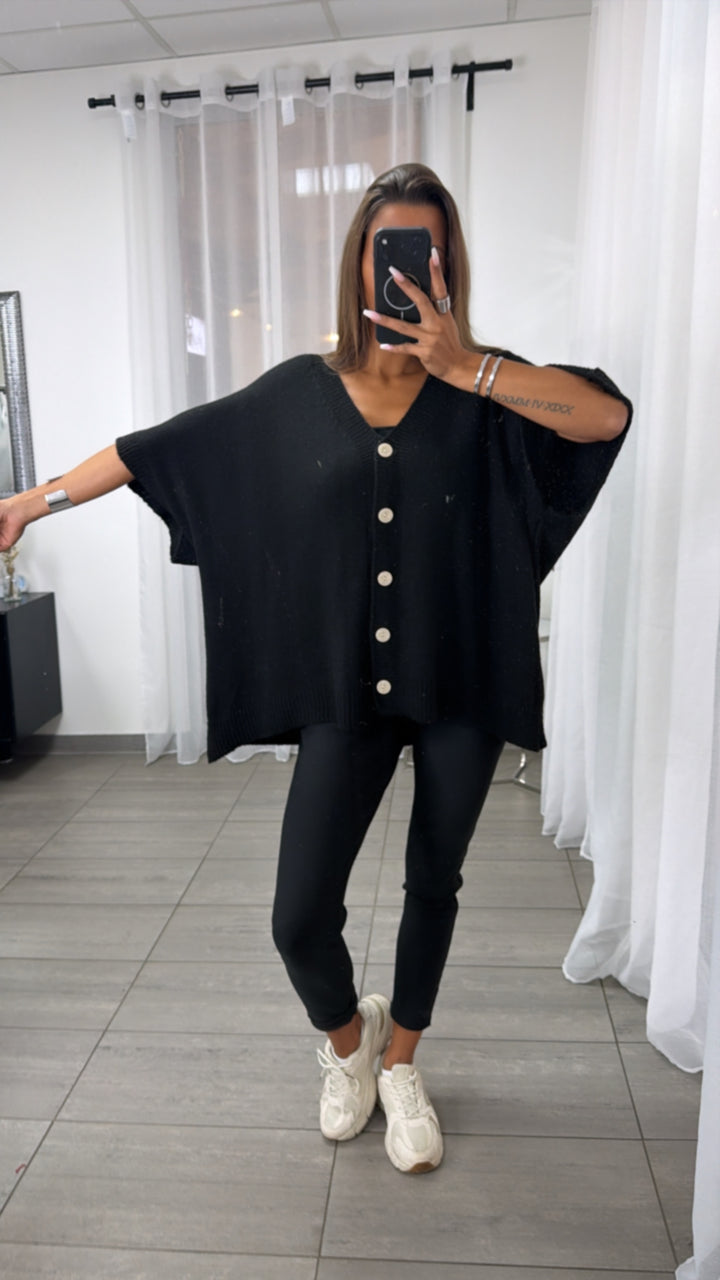 Ärmelloser Oversize Cardigan / schwarz Art.16360
