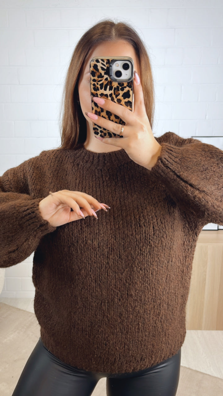 Strick Pullover " Just Be You " / Schoko braun Art. 13010