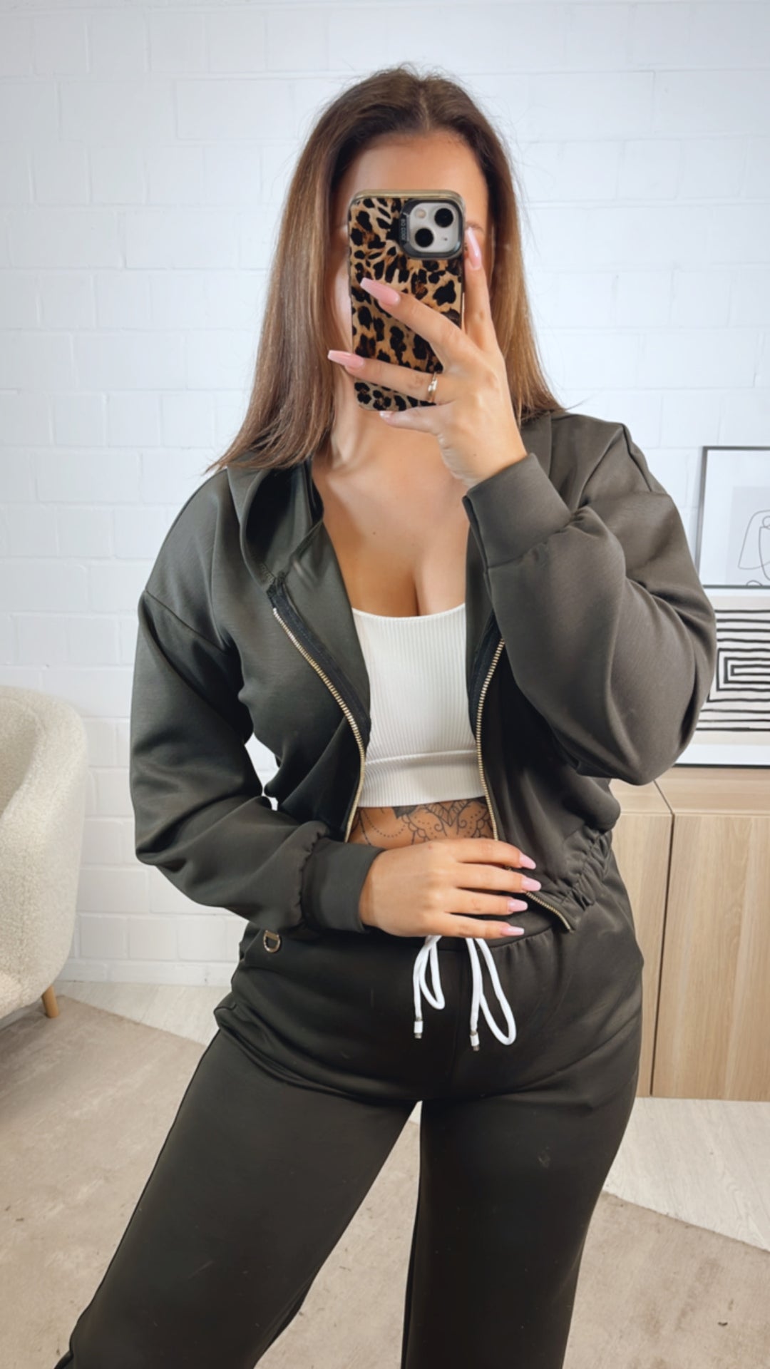 dreiteiliges Set aus Hose, Jacke und Bustier Top " Your outfit can be " / khaki Art. 12741