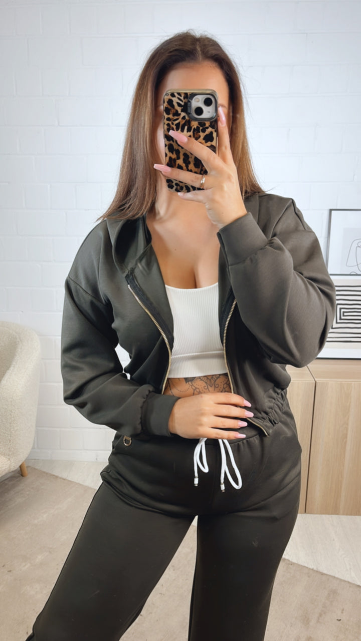dreiteiliges Set aus Hose, Jacke und Bustier Top " Your outfit can be " / khaki Art. 12741