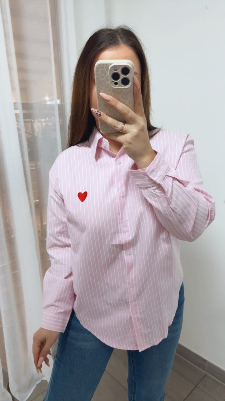 HERZ gestreifte Bluse / rosa - weiss Art. 14021