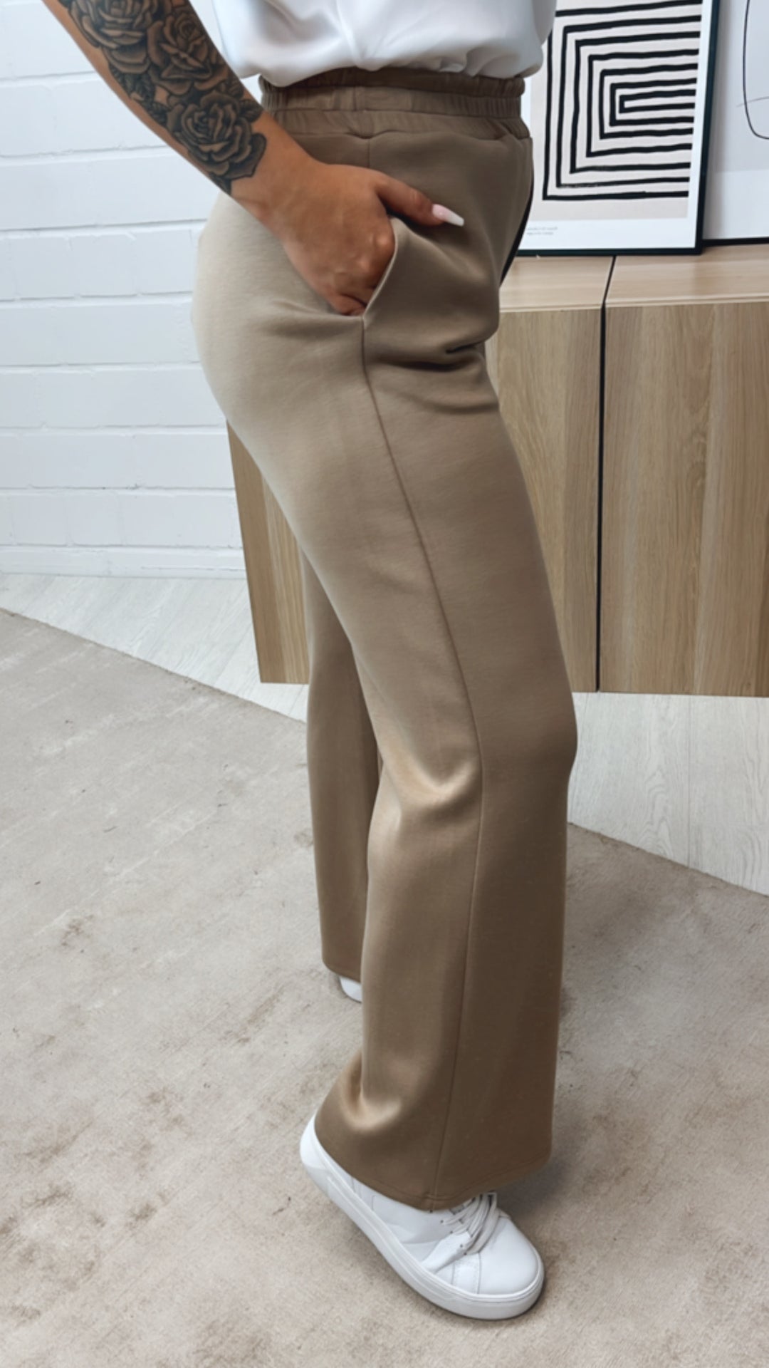 super elastische, lockere Hose / taupe - camel Art. 10770