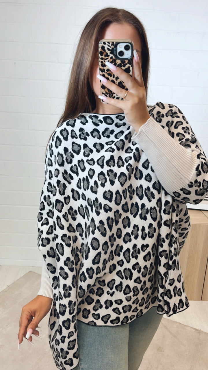 LEO ultra weicher Pullover mit Fledermausärmeln / creme - schwarz Art. 11168