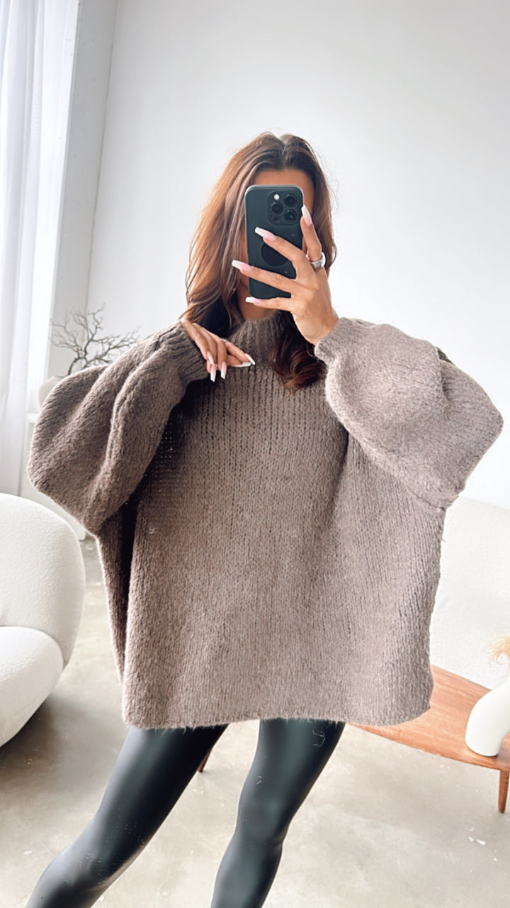Ultra Oversize Kuschel - Pullover / braun meliert Art. 7703