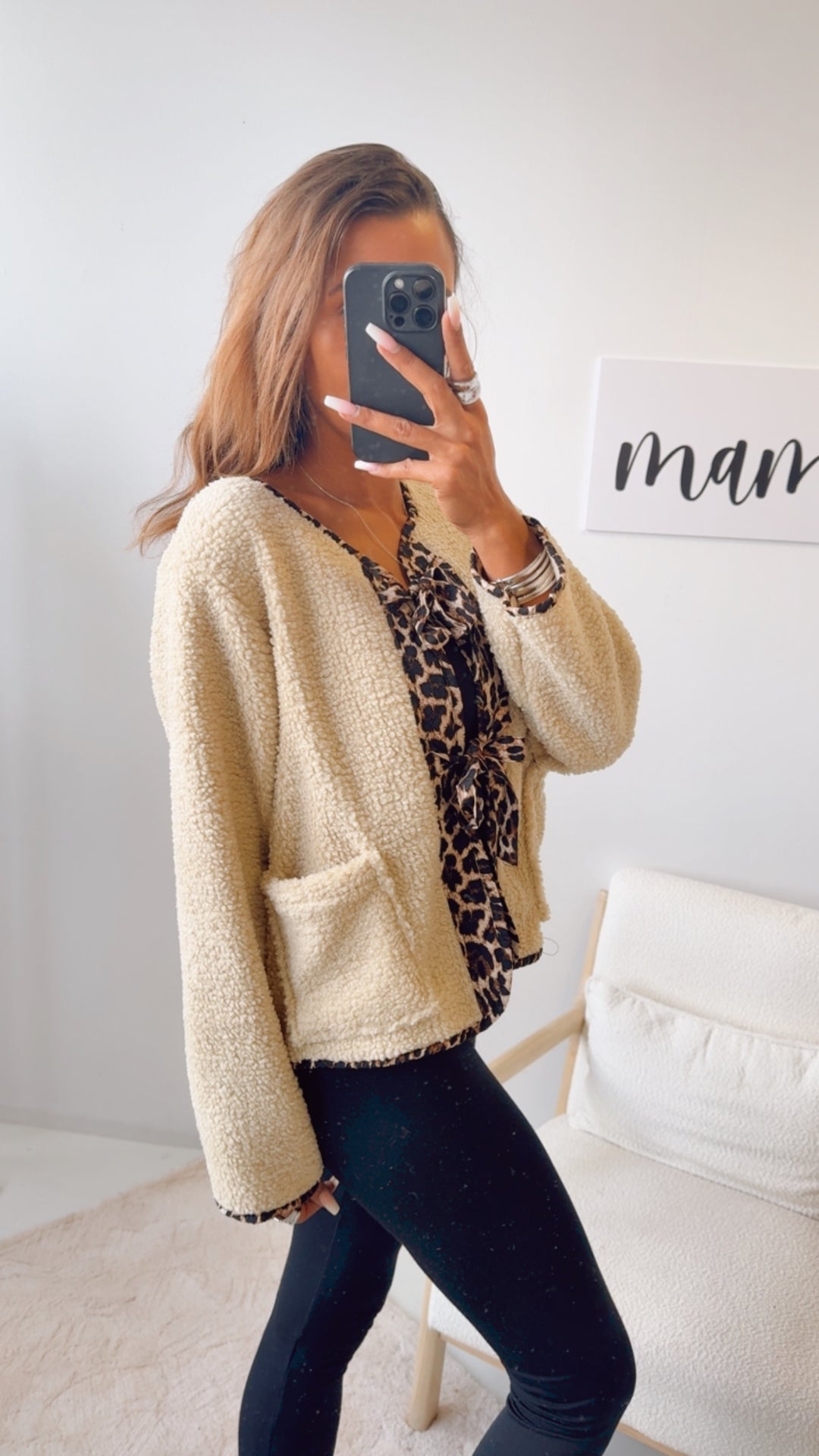 TEDDY Jacke zum schnüren, Leo Akzente / beige Art. 12579