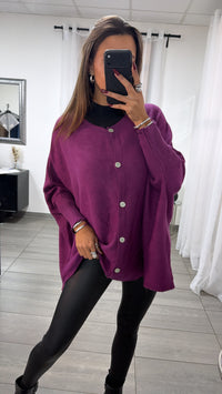 Cardigan / Pullover  - ultra weicher mit Fledermausärmeln / Magenta Art. 16687