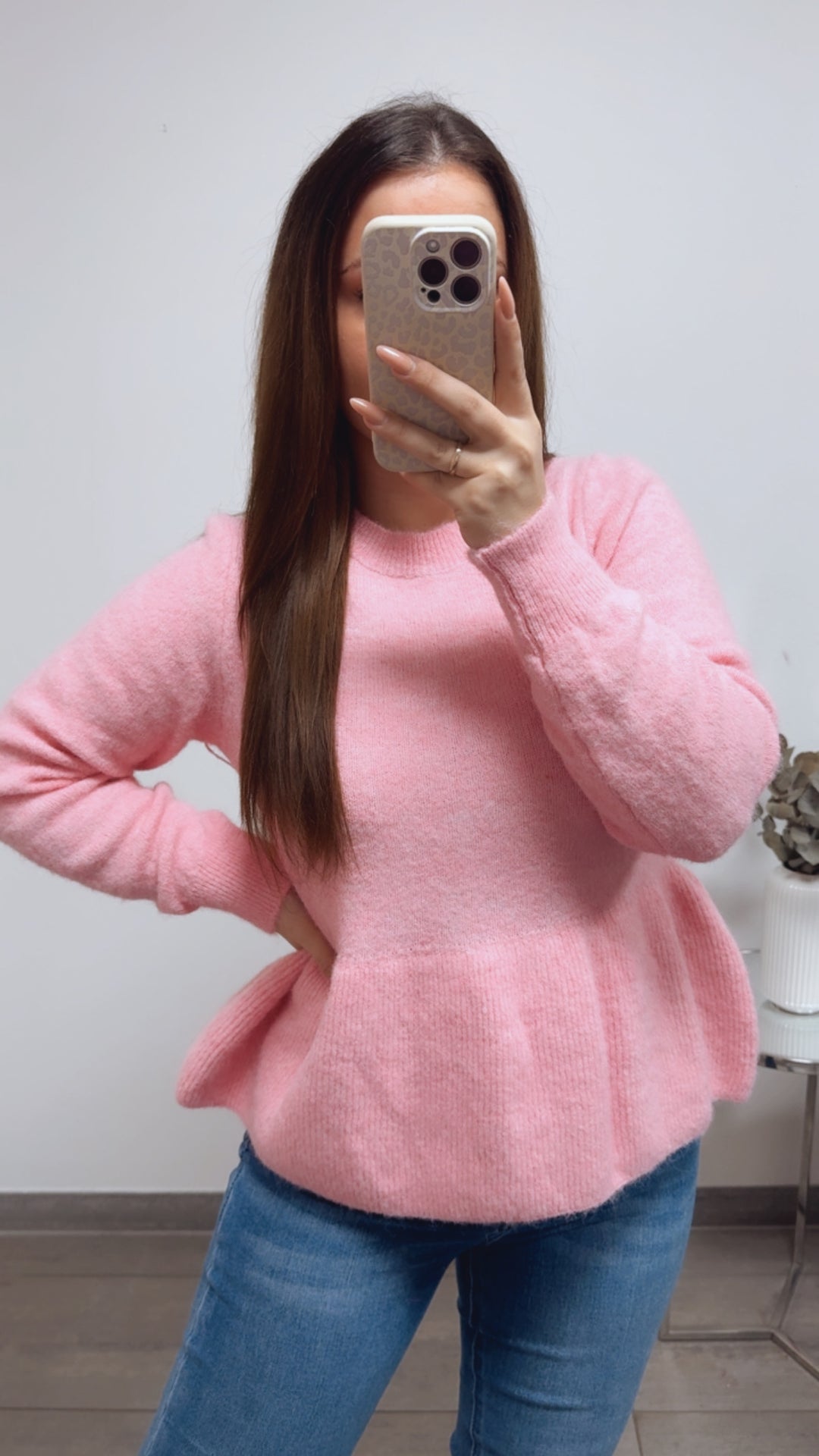 Pullover mit Schößchen / soft pink Art. 13806