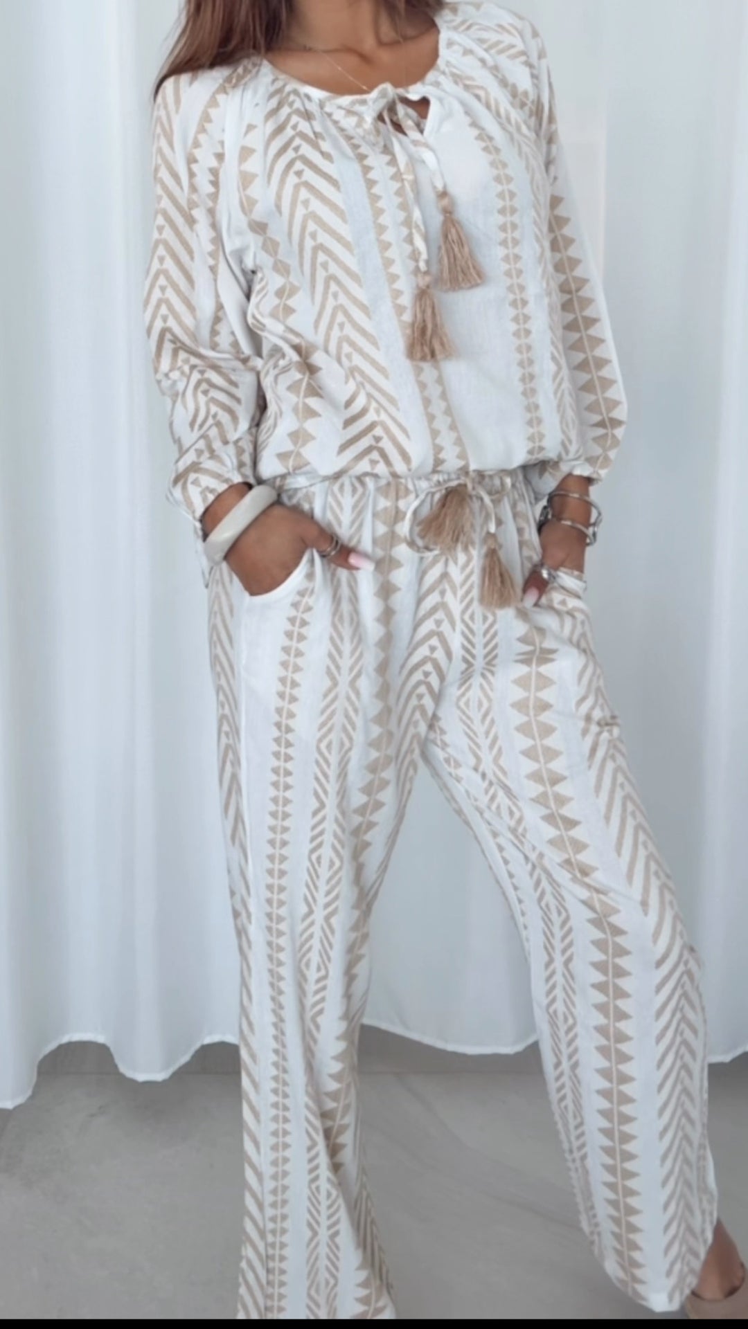 PREMIUM Summer Vibe Hose / weiss - beige Art. 14602