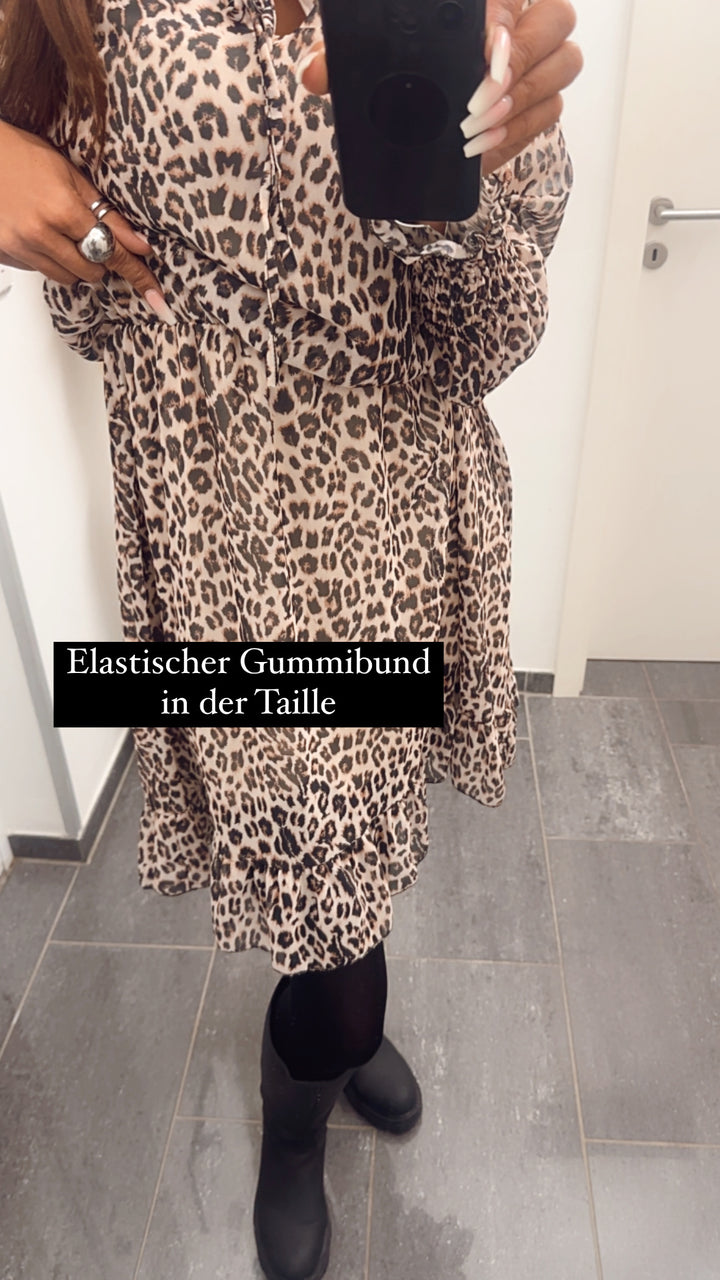 Kleid mit Gummibund im Taillenbereich / Leo DUNKEL Art. 7906