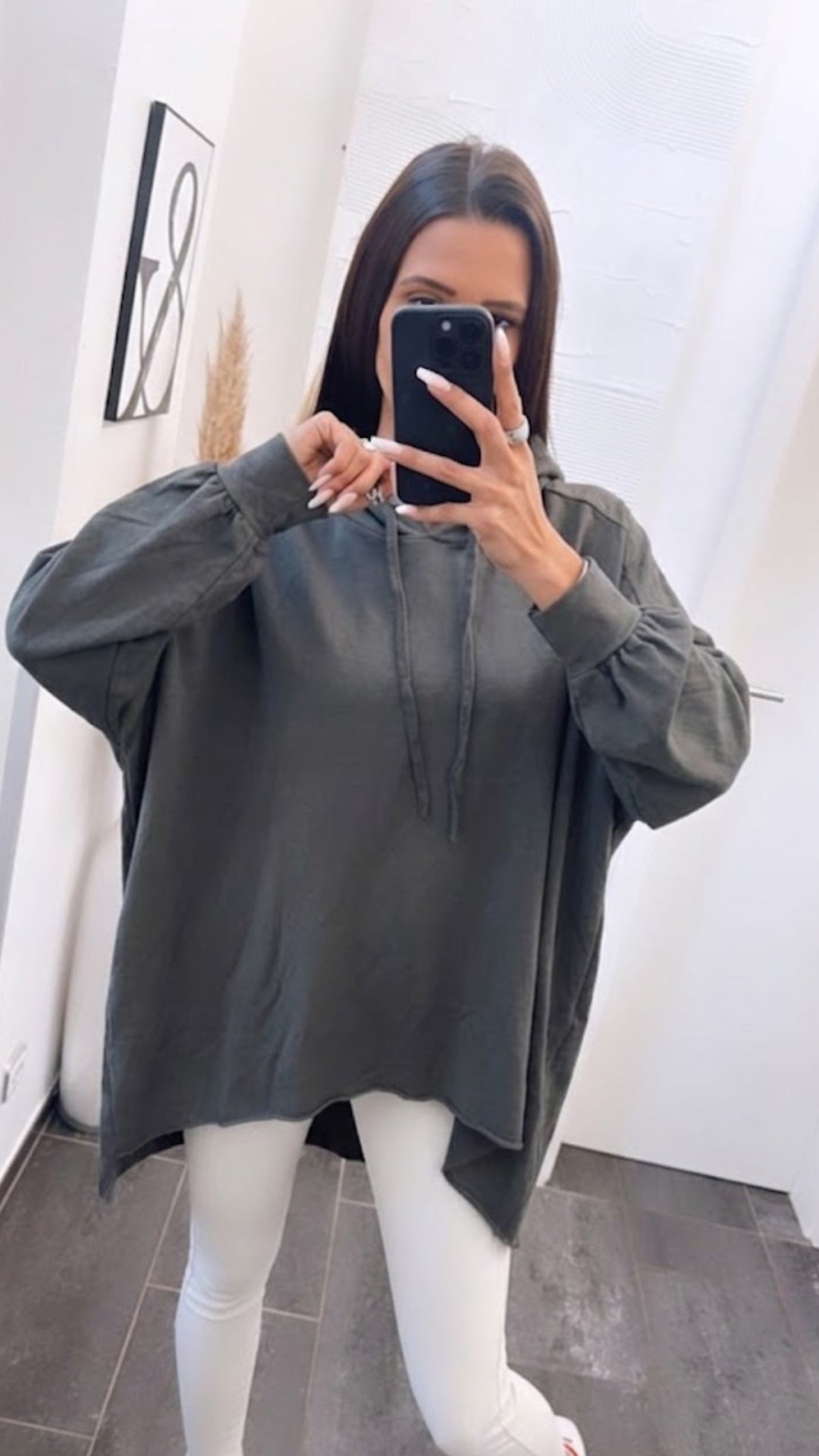 Vokuhila Hoodie / dunkel grau Art. 16110