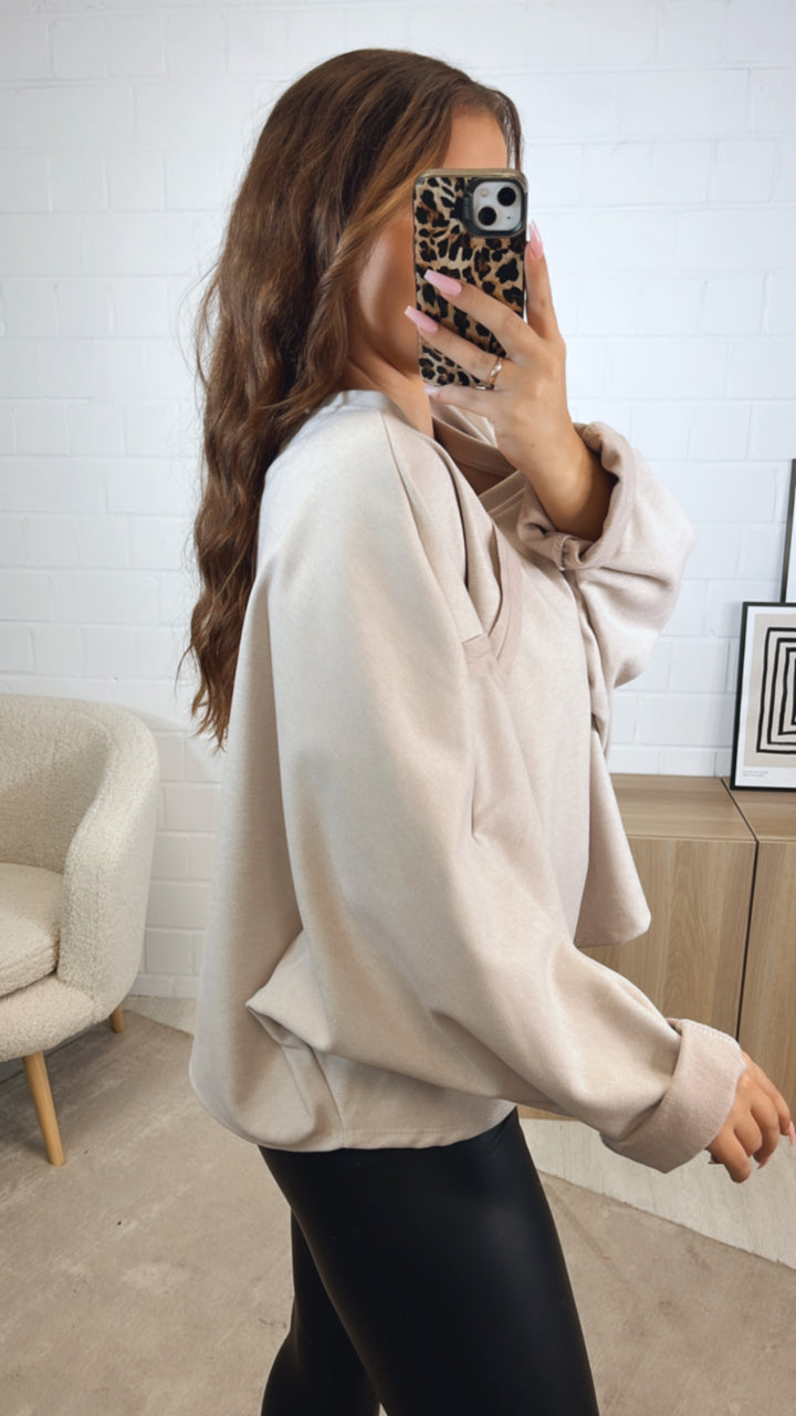Sweater mit aufgesetzten Nähten / beige Art. 12544
