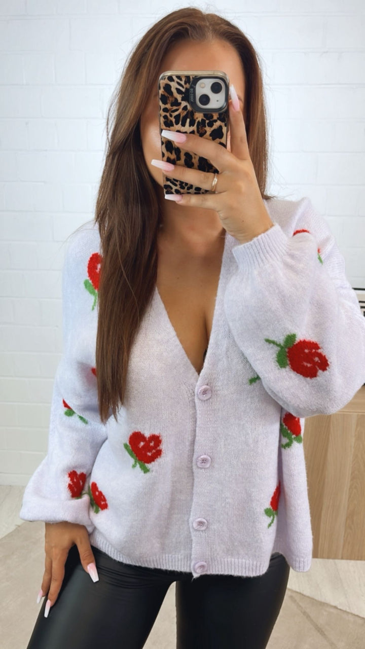 Cardigan verziert mit Blumen / flieder Art.122351