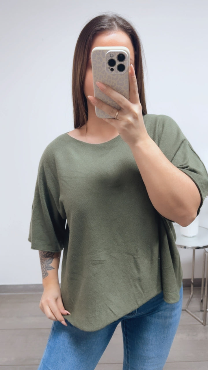 leichter Pullover, kurze Arme / khaki Art. 13716