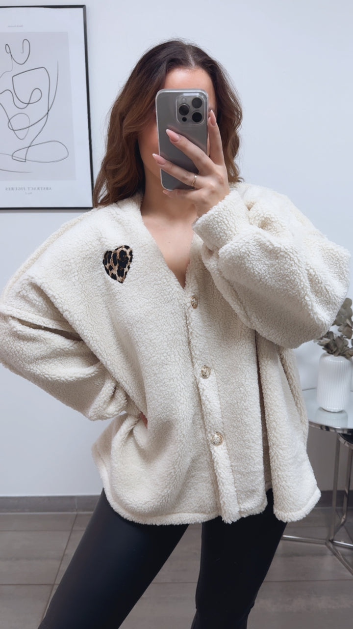 TEDDY Jacke mit gold - silbernen Knöpfen, Leo Herz / Creme Art. 13115