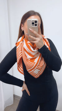 ZEBRA Kaschmir - Mix Dreiecks Schal / orange - weiss Art. 14352