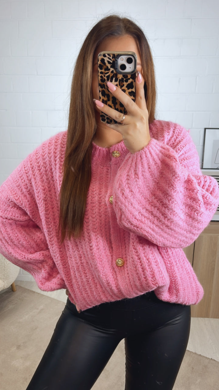 ultra weicher Cardigan mit goldenen Knöpfen / pink Art. 12644