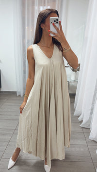 ultra weites Maxi Kleid in A-Linie / creme beige Art. 15974