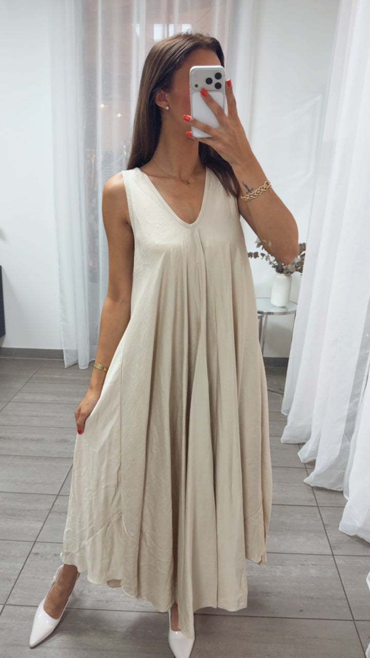 ultra weites Maxi Kleid in A-Linie / creme beige Art. 15974