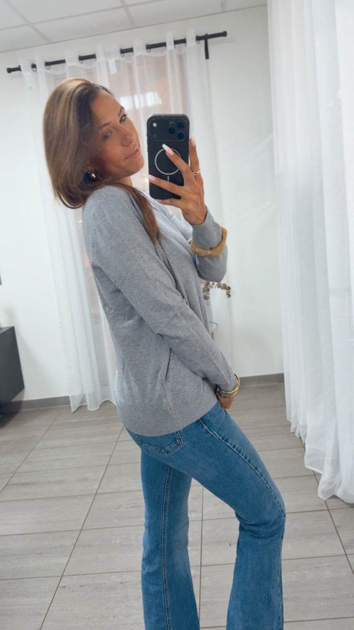 Super softer Feinstrick Pullover / grau Art.16288