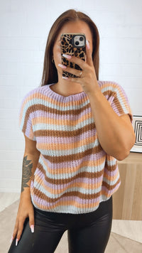 Strickpullunder im Farbmix / hellblau - camel - apricot - flieder Art.122353