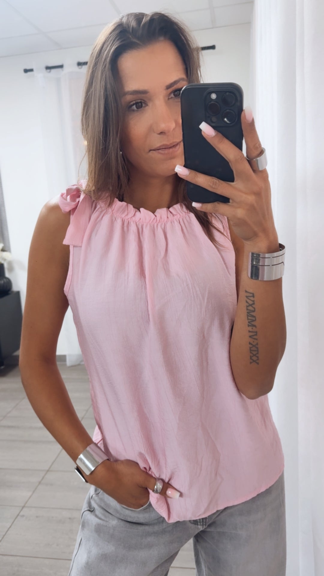 Oberteil / Top, Volant-Ausschnitt / rosa Art. 6461