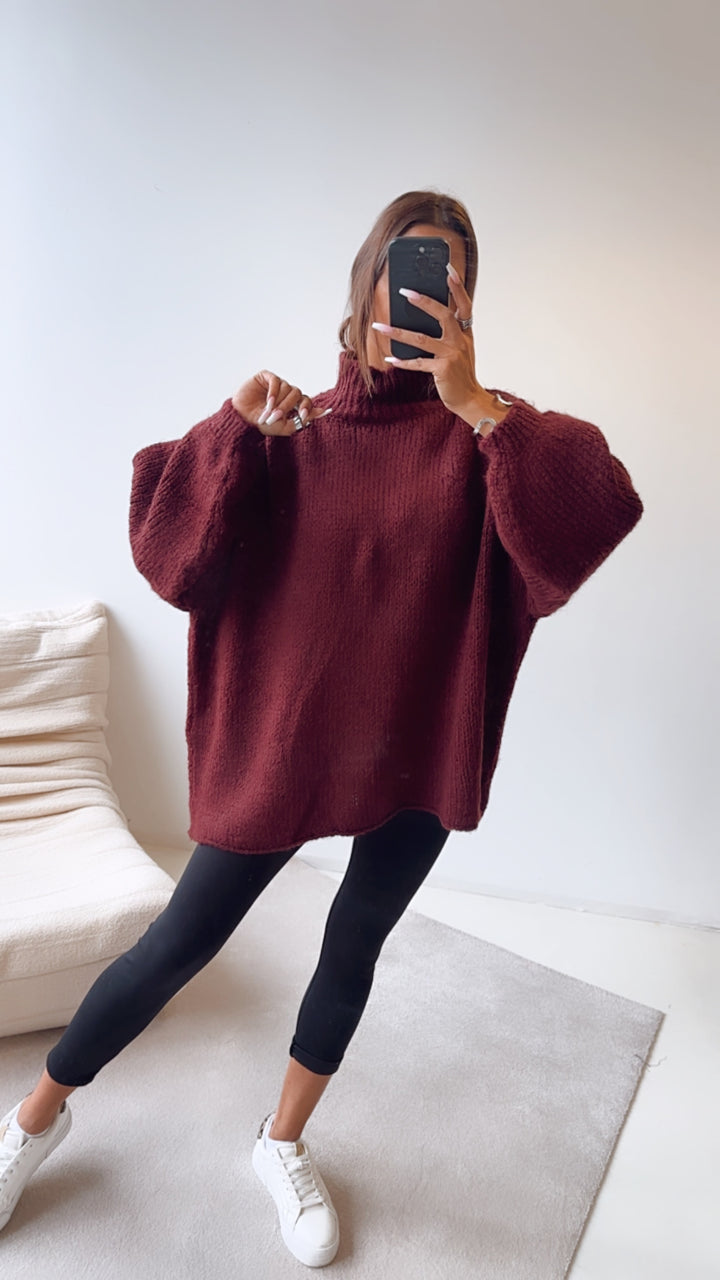 Ultra Oversize Kuschel - Pullover / Aubergine Art. 7732