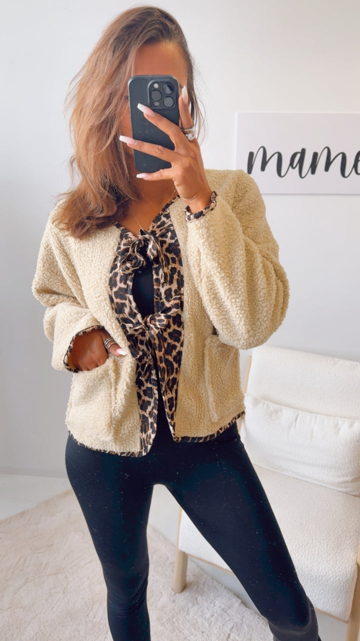 TEDDY Jacke zum schnüren, Leo Akzente / beige Art. 12579