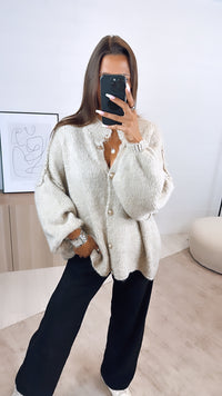 Kuschel Cardigan mit goldenen Knöpfen / beige Art. 5445