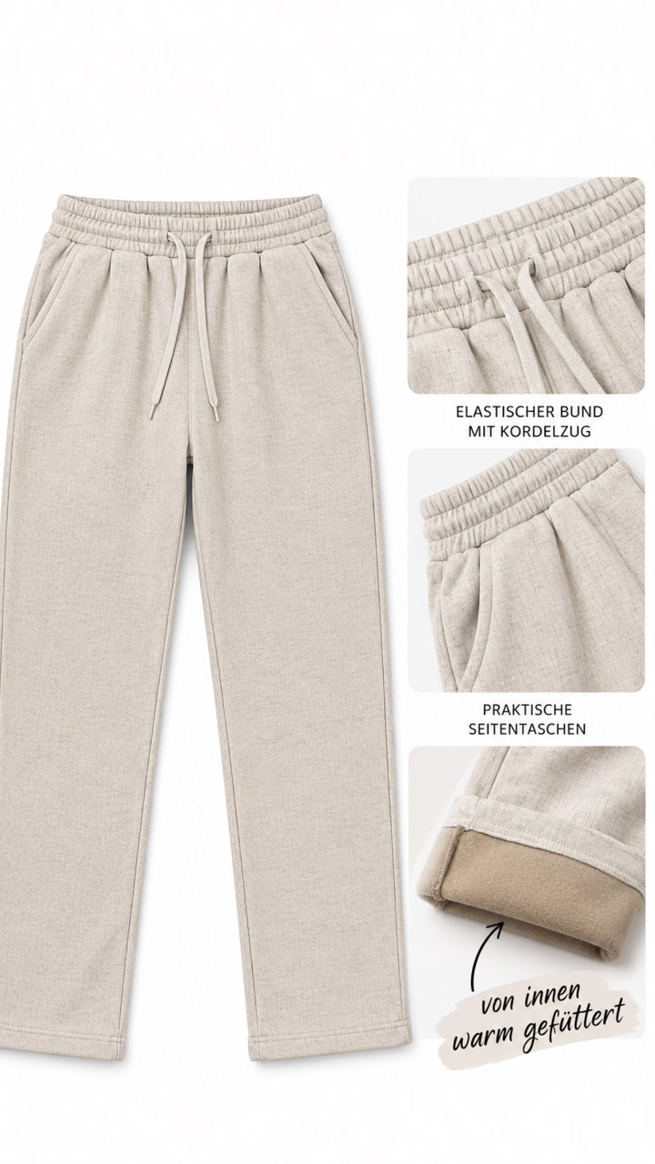melierte Stoff Hose " JH-670 ", Fleece gefüttert / creme - beige Art. 16593