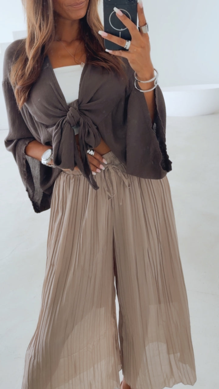 Plissee Hose / taupe-schlamm Art. 6733