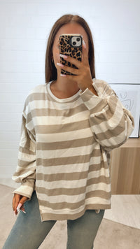 STREIFEN Sweater, Ziernähte / creme - light taupe Art. 11154