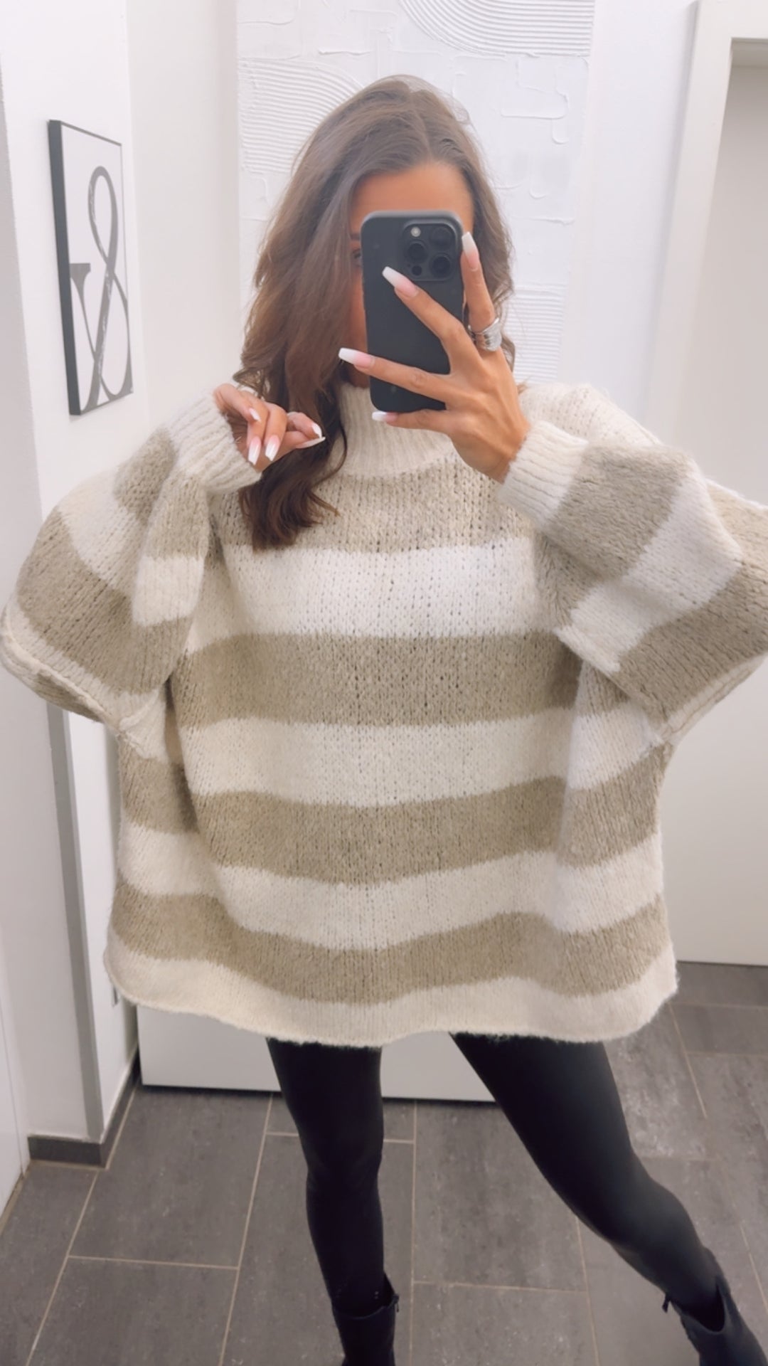 STREIFEN Ultra Oversize Kuschel - Pullover / Creme - beige Art. 13070